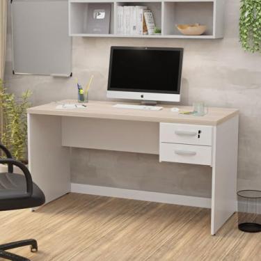 Imagem de Mesa 1.40x60 Com Gaveteiro Tampo 30mm (Dubai/Branco)