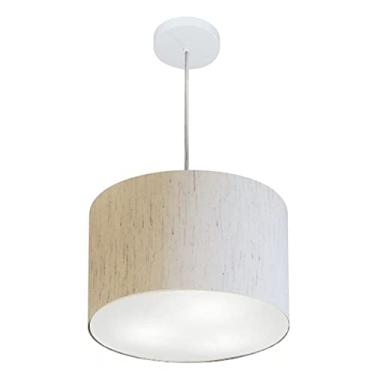 Imagem de Lustre Pendente Cilíndrico Cúpula Tecido 35x25 cm, Vivare Iluminação, Pendente4211 LLA-35, Linho Bege, Pequeno