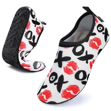 Imagem de WateLves Sapatos aquáticos femininos e masculinos para crianças, meias aquáticas de secagem rápida para praia, natação, surfe, ioga e exercícios, Batom branco, 12-13 Women/11-12 Men