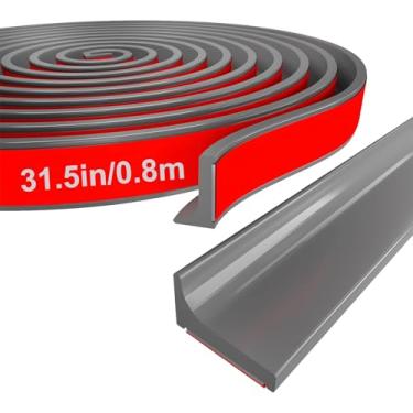 Imagem de Protetor de água de chuveiro de silicone - Barragem dobrável com barreira autoadesiva para borda de área de cozinha/pia (cinza, 0,8 m)