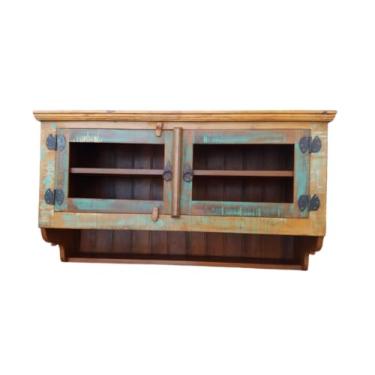 Imagem de Armário Suspenso em Madeira Maciça de Demolição, 2 Portas de Correr