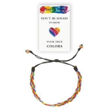 Imagem de Presentes lésbicos LGBTQ Gay Trans Pride Pulseira LGBT Ponte Arco-íris Bissexual Transgênero Pansexual Alça de Pulso Corda Joias, Adjustable, Seda, Sem Pedra Preciosa