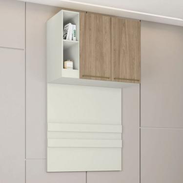 Imagem de Armário Aéreo para Quarto Ponte Seletto 2 Portas Areia/Jequitibá - Henn