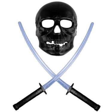 Imagem de Kit Pirata Máscara Preta 2 Espadas Douradas Ninja Infantil