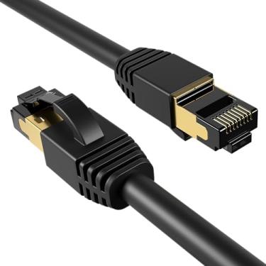 Imagem de Cables Direct Online Cabo de conexão Ethernet Cat8 preto 2FT SFTP 40Gbps 2000Mhz Conexão 26AWG Conectores RJ45 de cobre blindado para modems, roteadores, redes