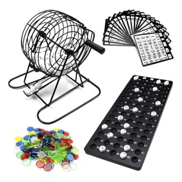 Imagem de Genérico Jogo de Bingo Loto, Globo de Metal, Tabuleiro Semi Profissional para 18 Jogadores, Idade Mínima 60 Anos