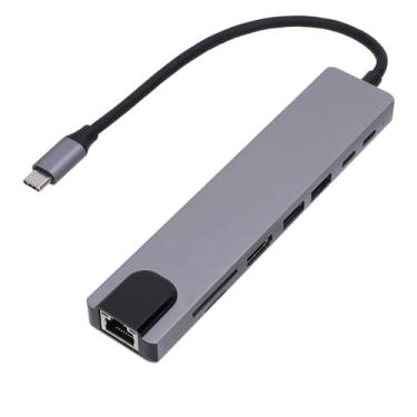 Imagem de Hub USB C, Adaptador 8 Em 1 Tipo C Com Interface Multimídia HD, LAN, USB 3.0, USB 2.0, Leitor de Cartão SD/TF para Laptop, Telefone, Tablet, Compatível Com Win 10, 8, 7, para