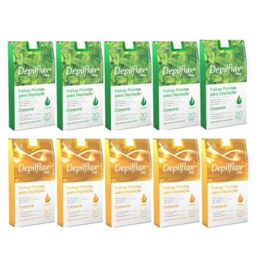Imagem de 200 folhas prontas depilacao corporal natural e hortelã depilflax