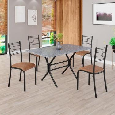 Imagem de Conjunto Sala de Jantar Mesa Retangular 120x75cm Tampo Granito Ocre 4 