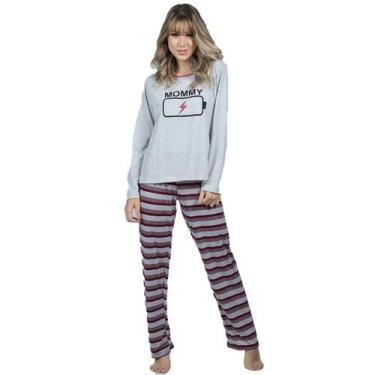 Imagem de Kit 3 Pijamas Feminino Longo Calça Estampada e Blusa Inverno - Bella F