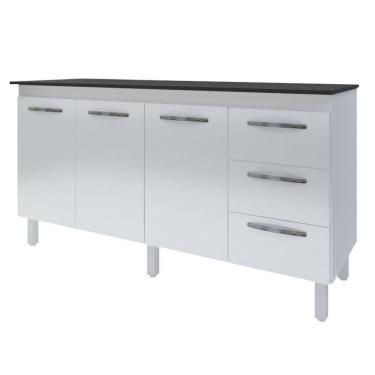 Imagem de Balcão Com Tampo Emily 160 Cm Branco Preto Moblis