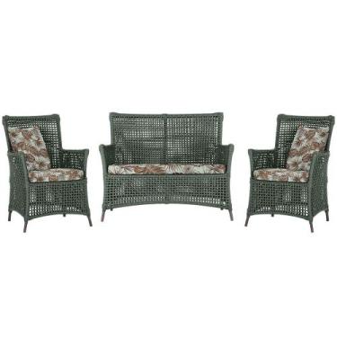 Imagem de Jogo Sofá e 2 Poltronas de Área Igapó Alumínio Pintura Marrom Corda Ná