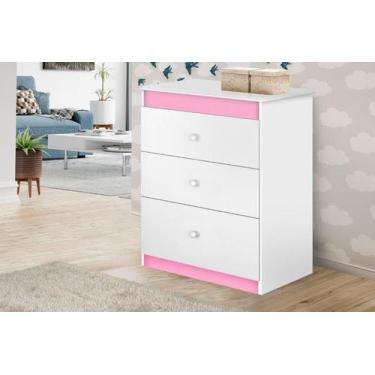Imagem de Cômoda / Bancada CAT Infantil 3 Gavetas Cor Branco / Rosa Ultimas Unid
