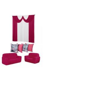 Imagem de Kit Capa Para Sofa 3e2 Lugares+4capas Almofada+cortina Paris - ibiting