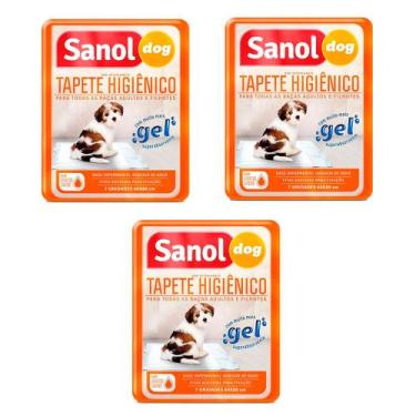 Imagem de Kit 3 Tapete Higiênico Sanol Dog 7 Unidades cada.