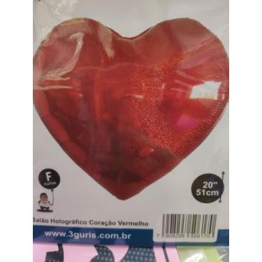 Imagem de Balão holográfico coração vermelho - 3guris
