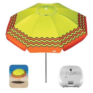 Imagem de Kit Guarda Sol 2,4m Articulado Alumínio Sombreiro Ibiza Verde Limão Ba