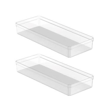 Imagem de Kit 2 Organizador De Gaveta Cozinha Quarto Objetos Multiuso Clear - OG