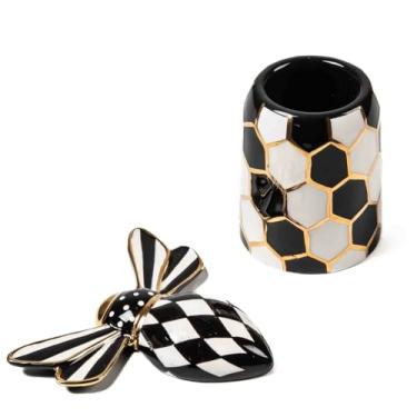 Imagem de MacKenzie-Childs Conjunto de anfitriã Queen Bee, normal, preto/branco