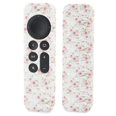 Imagem de LEFXMOPHY Capa para Apple TV Cover Siri Remote 2023 2021 2022 2024, controlador 4K HD 2ª 3ª geração, capa de silicone floral com cordão