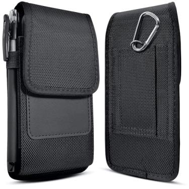 Imagem de Meilib Coldre projetado para iPhone 13 Pro, 13, 12 Pro, 12, 11, XR, estojo coldre de nylon durável de grau militar bolsa de transporte para telefone com compartimento para cartão, cabe Apple iPhone com capa Otterbox Commuter