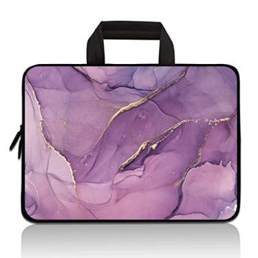Imagem de HAPLIVES Bolsa universal de 7 ~ 9 polegadas para tablet infantil portátil neoprene com zíper para transporte de 7 polegadas 8 polegadas 8 polegadas 8 polegadas 9 polegadas iPad Mini 5 4 3 2 1, Galaxy Tab A 8.0 (mármore roxo)