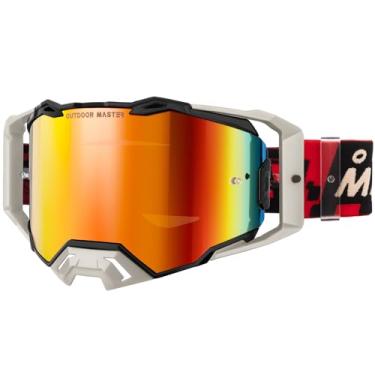 Imagem de OutdoorMaster Macaw Dirt Bike Óculos de motocicleta, OTG Offroad com protetor de nariz, óculos ATV para adultos e jovens, lente vermelha Revo