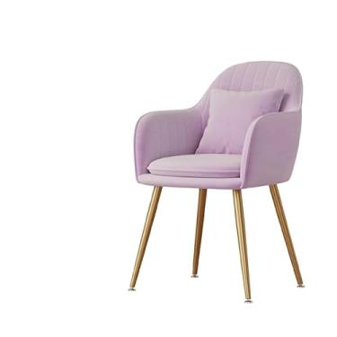 Imagem de XINCHANG Poltrona cadeiras de lazer para sala de estar, cadeira de leitura estofada de maquiagem, cadeiras de escritório com pernas de metal (roxo [pernas douradas com travesseiro])