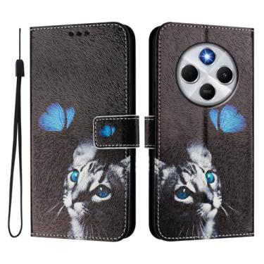 Imagem de Capa carteira para Xiaomi Poco C75, 3 compartimentos para cartão, 1 compartimento para dinheiro, capa flip de couro PU com padrão fofo, capa com fivela magnética à prova de choque, compatível com sem