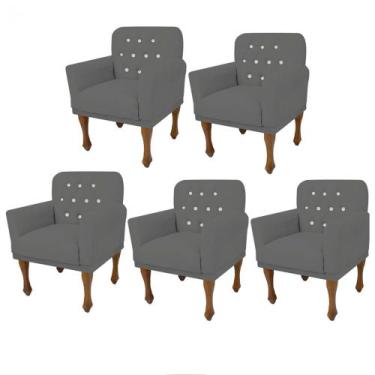 Imagem de Kit 05 Poltrona Cadeira Decorativa  Mona com Strass Sala de Estar Rece