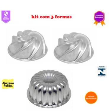 Imagem de Kit 2 Forma Vulcão e 1 Forma Gomada Suiça Bolo Decorado Pudim Manjar G