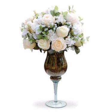 Imagem de Arranjo De Flores Artificiais No Vaso Taça G Misto Rosas L2 - La Caza 