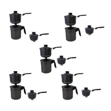 Imagem de Cuscuzeiro preto alumínio craqueado  nordestino 5 unidades - Colombo