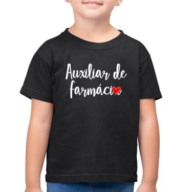 Imagem de Camiseta Algodão Infantil Auxiliar de Farmácia por Amor - Foca na Moda