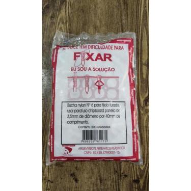 Imagem de Bucha 6 Nylon Branca Fixação Tijolo Furado c/200 - Argevvision