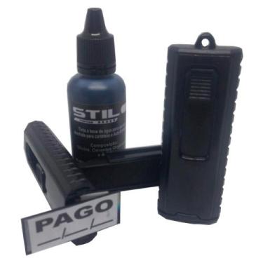 Imagem de Carimbos pocket stilo - pago com data + tubo de tinta