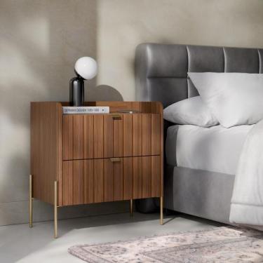 Imagem de mesa de cabeceira para quarto em mdf lateral de cama gaveteiro 2 gavet