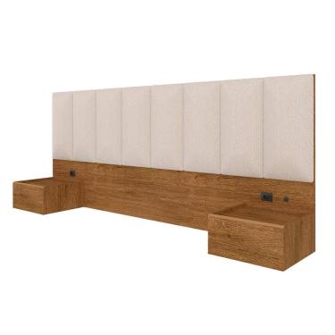 Imagem de Cabeceira Suspensa Cama Casal Bulgária C/led Fre/bouclé Off White - Ma