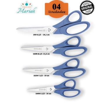 Imagem de Kit com 4 tesouras multiuso corte facil - mundial