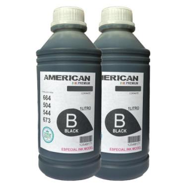 Imagem de Kit 2 Garrafa De 1L De Tinta Preto Para Recarga Deskjet 673 - American