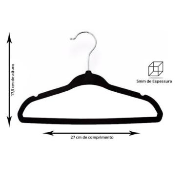 Imagem de Kit 30 Cabides de Veludo Infantil Magala - Slim Ultrafino, Preto