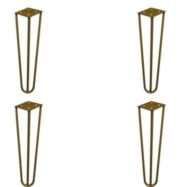 Imagem de Kit 4 Pés de Metal 25 CM Hairpin Legs Rack e Puffs Dourado G41 - Gran 