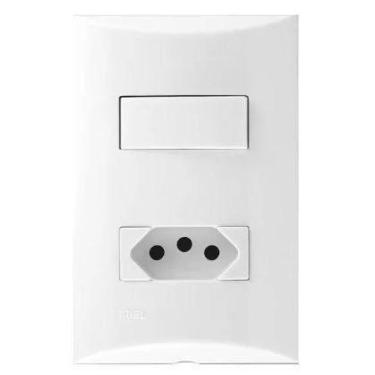 Imagem de Conjunto 1 Tecla Paralela e 1 Tomada 2 Polos + Terra 10A 250V Embutir 