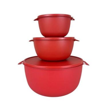 Imagem de Kit 3 Potes Plastico Redondos Cozinha Marmita Alimentos Bowl Livre Bpa