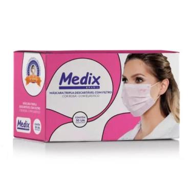 Imagem de Máscara Tripla Descartável Rosa - Medix