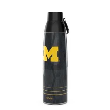 Imagem de Tervis Venture Water Bottle Michigan Wolverines - Copo de viagem com isolamento térmico de parede tripla de velocidade total mantém as bebidas frias e quentes, 1,020 g, aço inoxidável