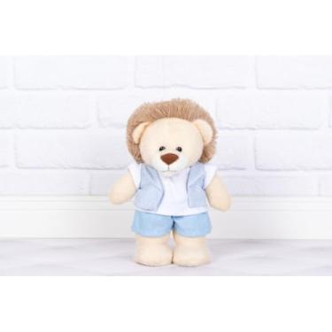 Imagem de SAFARI PELUCIA LEÃO AMORE 25 CM PARA DECORAÇÃO (Colete xadrez de azul)