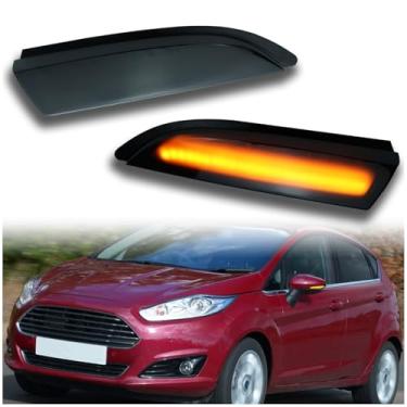 Imagem de KEEGTBOX Espelho retrovisor lateral de LED sequencial dinâmico adequado para Ford Fiesta MK7 2008-2017 e B-Max 2012-2017 - Lâmpada piscante de seta âmbar fumê