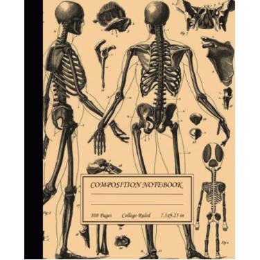 Imagem de Cahier de Composition College Ruled: Jolie Illustration de Crânes de Squelette Vintage. Cadeau pour Filles, Ados et Femmes. Motif Esthétique des ... pour École, Collège, Université ou Travail