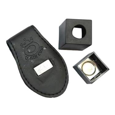 Imagem de menolana Suporte de giz para taco de piscina, transportador de giz profissional, recipiente leve, capa de giz de couro pu, clipe para jogadores de bilhar, Preto